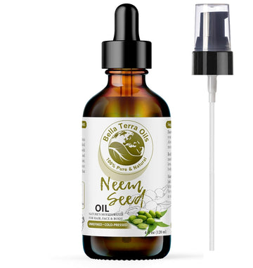 Bella Terra Oils - Organic Neem Seed Oil 4oz - Immerse in the Benefits of Organic Neem, Enriched with Amino Acids & Omega-6, Nourishing Skin Treat