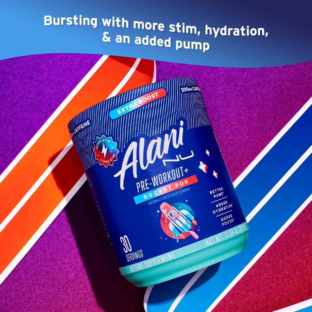 Alani Nu Pre Workout+ Powder Frozen Lemonade, Extra Boost, Sugar Free, 300Mg Caffeine, L-Theanine, Beta-Alanine, Citrulline, 30 Servings
