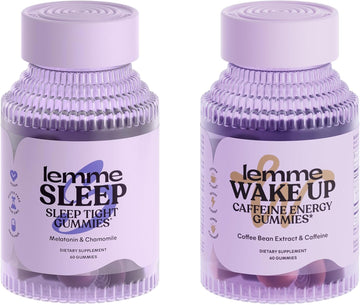 Lemme Sleep And Wake Up Bundle - Sleep Gummies For Better Night'S Rest & Wake Up Caffeine Gummies For Energy - Vegan, Gluten-Free, Non-Gmo, 60 Count Each