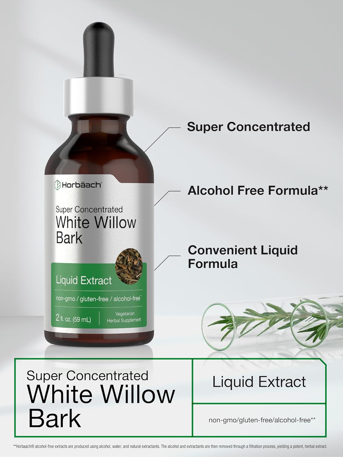 White Willow Bark Extract | 2 fl oz | Alcohol Free Liquid Tincture | S