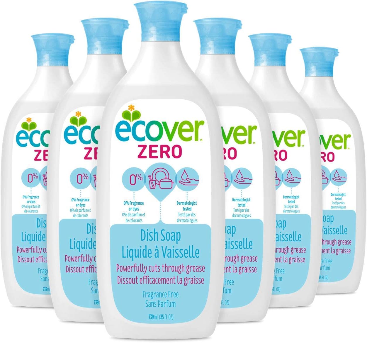 Ecover Naturally Derived Liquid Dish Soap, Fragrance-Free, 25 Fl Oz (Pack Of 6)