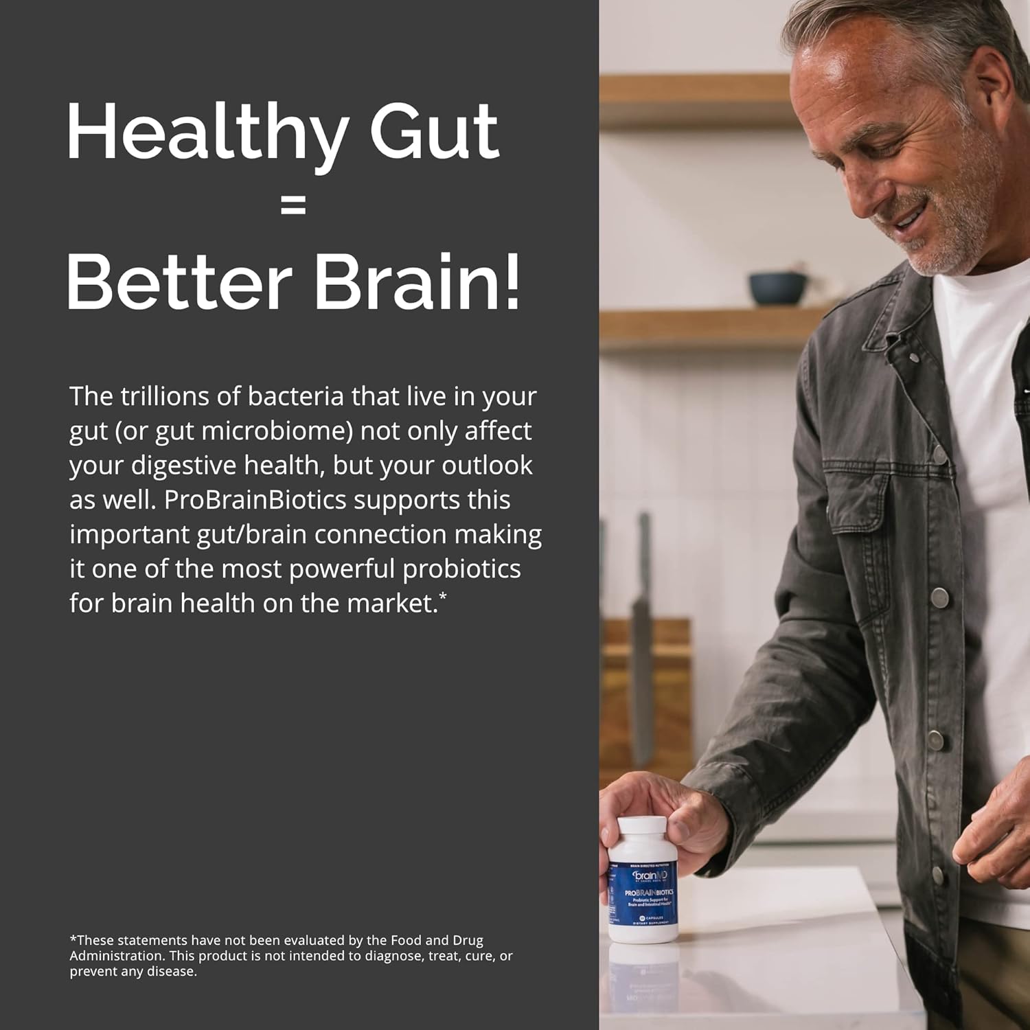Dr Amen Brainmd Probrainbiotics - 3 Billion Cfu, 60 Capsules - Promotes Gut Health - Gluten Free - 60 Servings : Health & Household