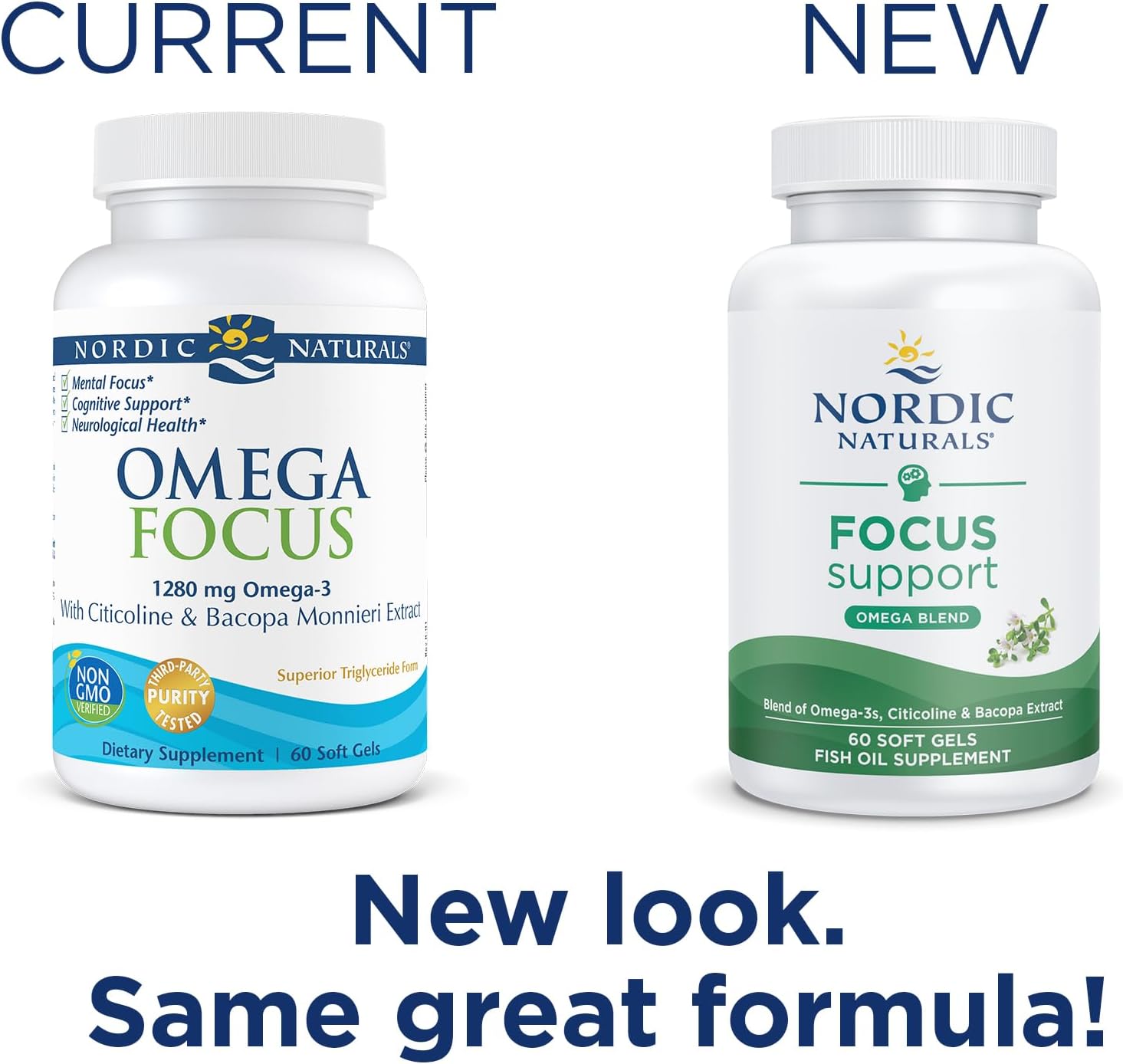 Nordic Naturals Omega Focus, Lemon - 60 Soft Gels - 1280 mg Omega-3 + Citicoline & Bacopa Monnieri Extract - Focus, Attention, Memory, Brain Health - Non-GMO - 30 Servings : Health & Household