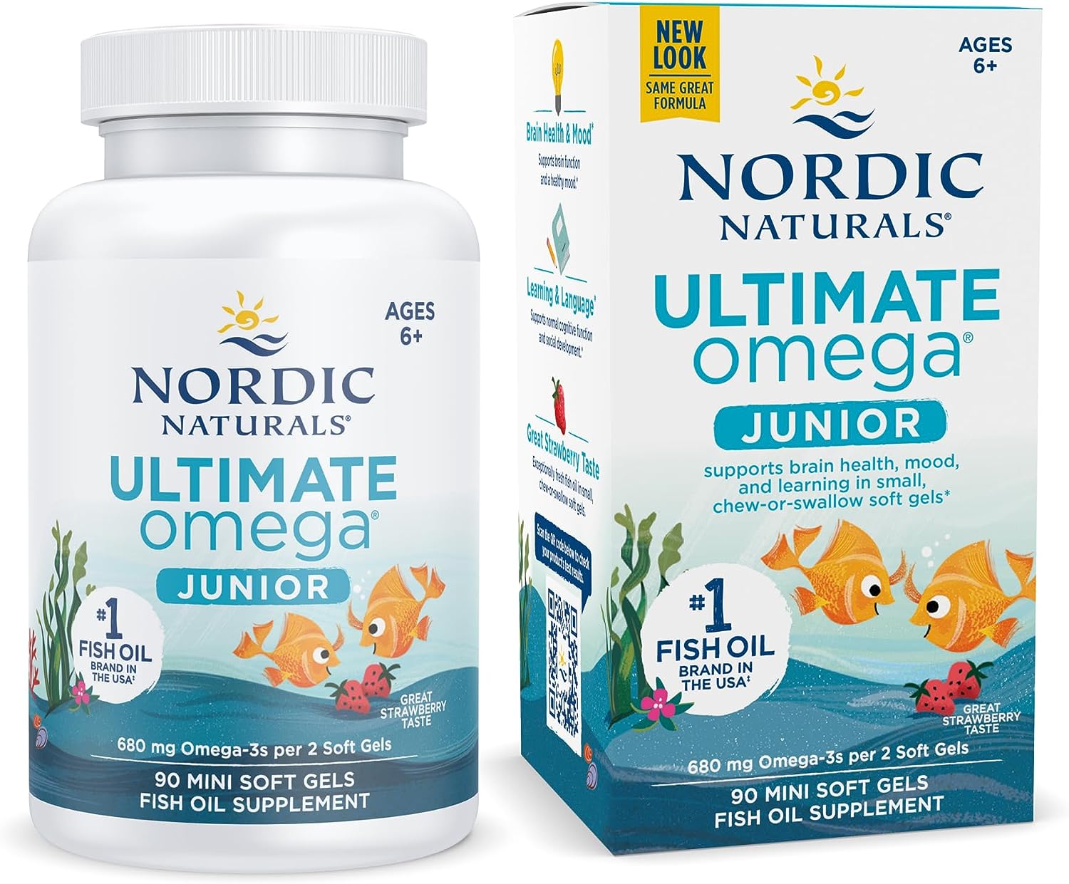 Nordic Naturals Ultimate Omega Jr., Strawberry - 90 Mini Soft Gels - 6