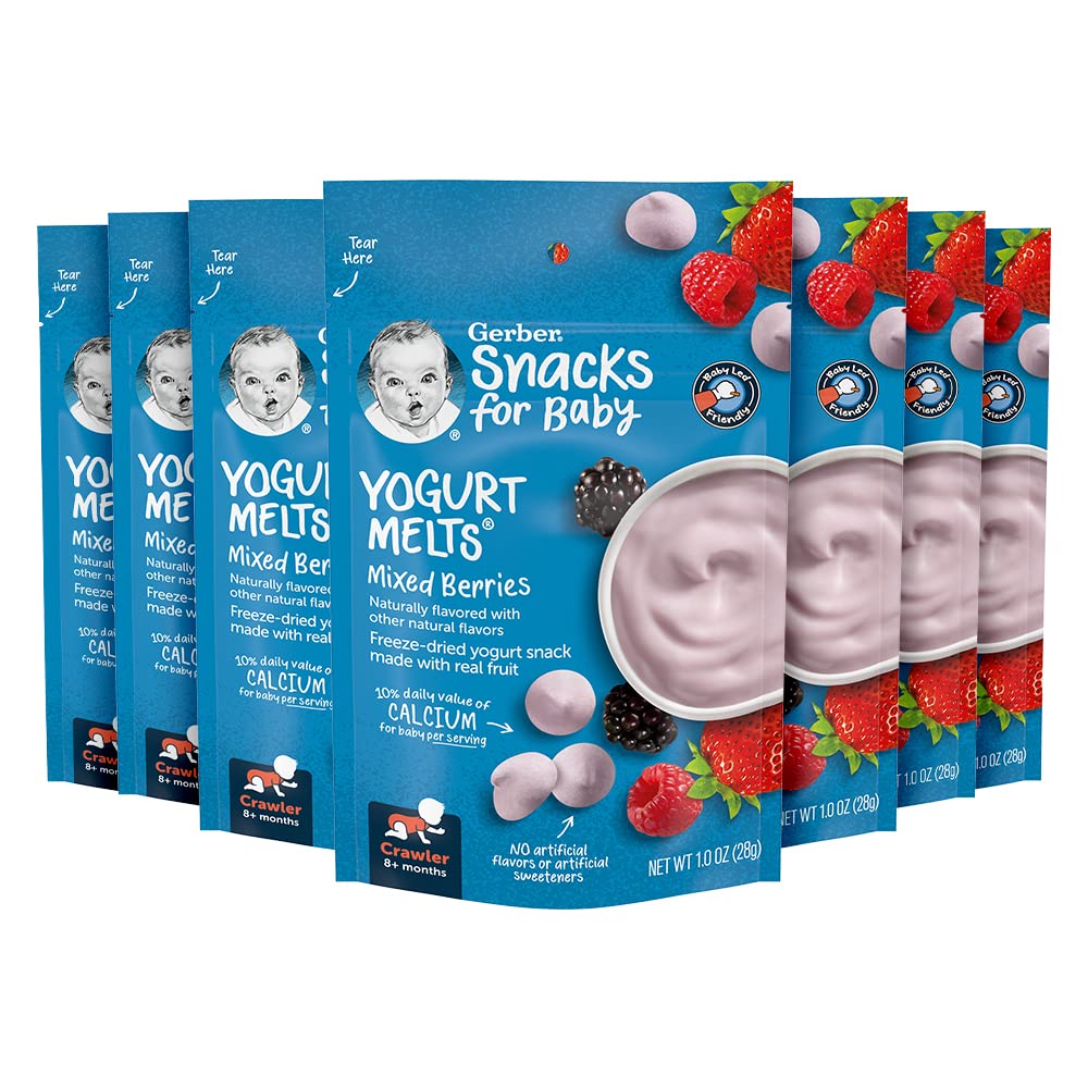 Gerber Baby Snacks Yogurt Melts, Mixed Berries, 1 Ounce (Pack of 7)