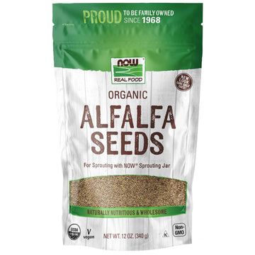 NOW Foods, Organic Alfalfa Seeds For Sprouting, Grown in the USA, Certified Non-GMO, 12- (Packaging May Vary)