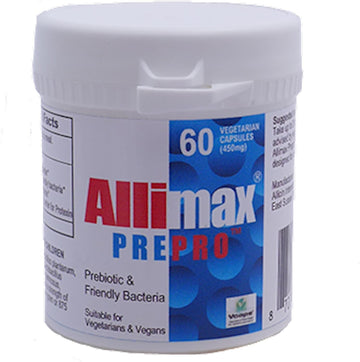 Allimax Pre Pro - 60 Caps. Stabilized Allicin Plus Prebiotics, Probiotics And Digestive Enzymes