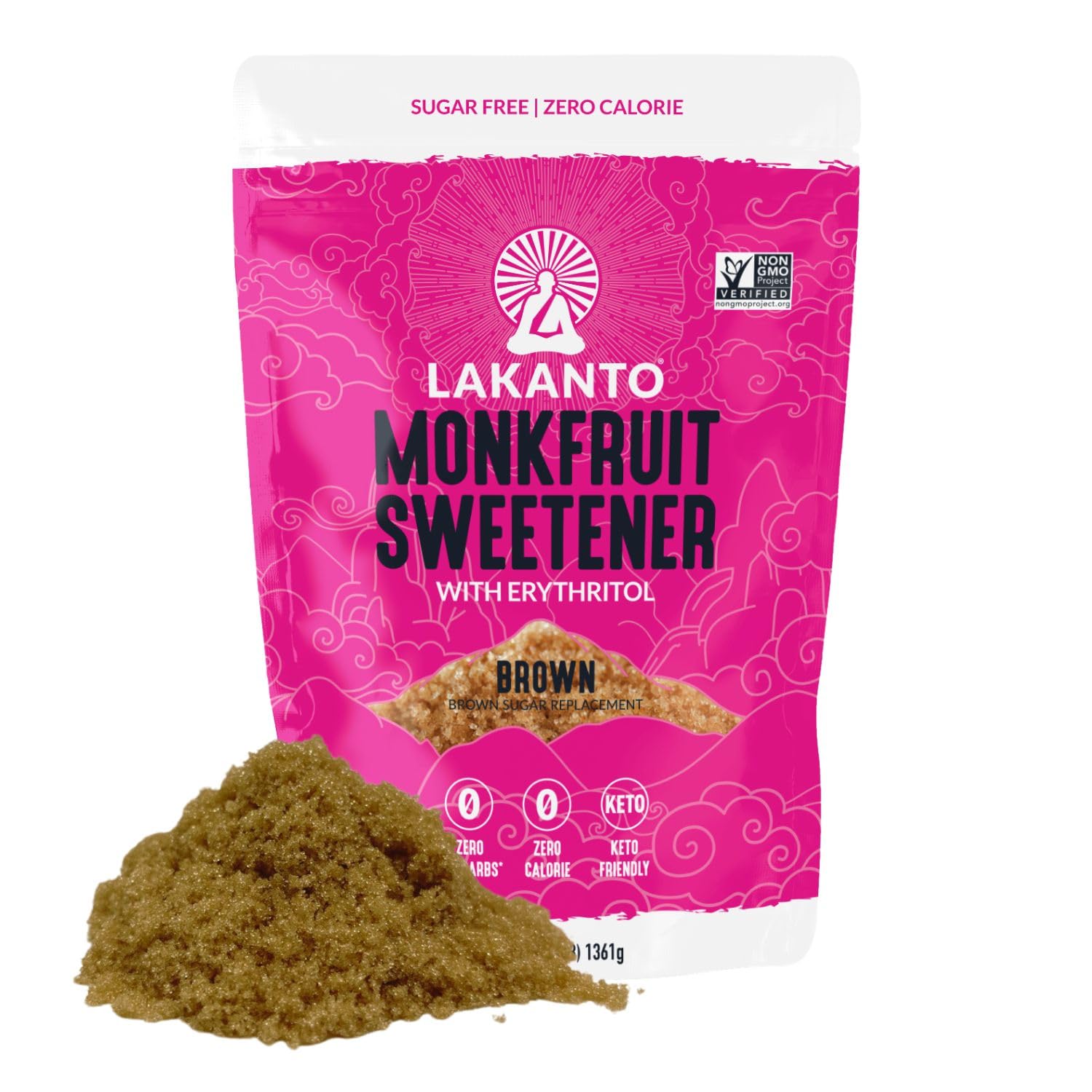 Lakanto Brown Monk Fruit Sweetener With Erythritol - Brown Sugar Substitute, Zero Calorie, Baking, Vegan, Keto Diet Friendly, Zero Net Carbs, Gluten Free, Sugar Replacement, Extract (3 Lb) : Grocery & Gourmet Food