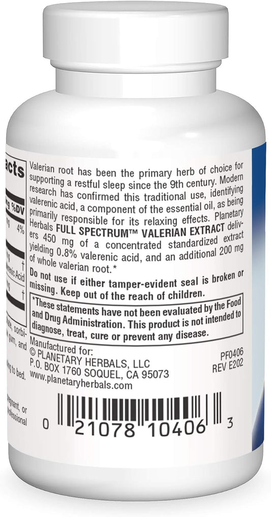 Planetary Herbals Full Spectrum Valerian Extract Tablets, 30 Count