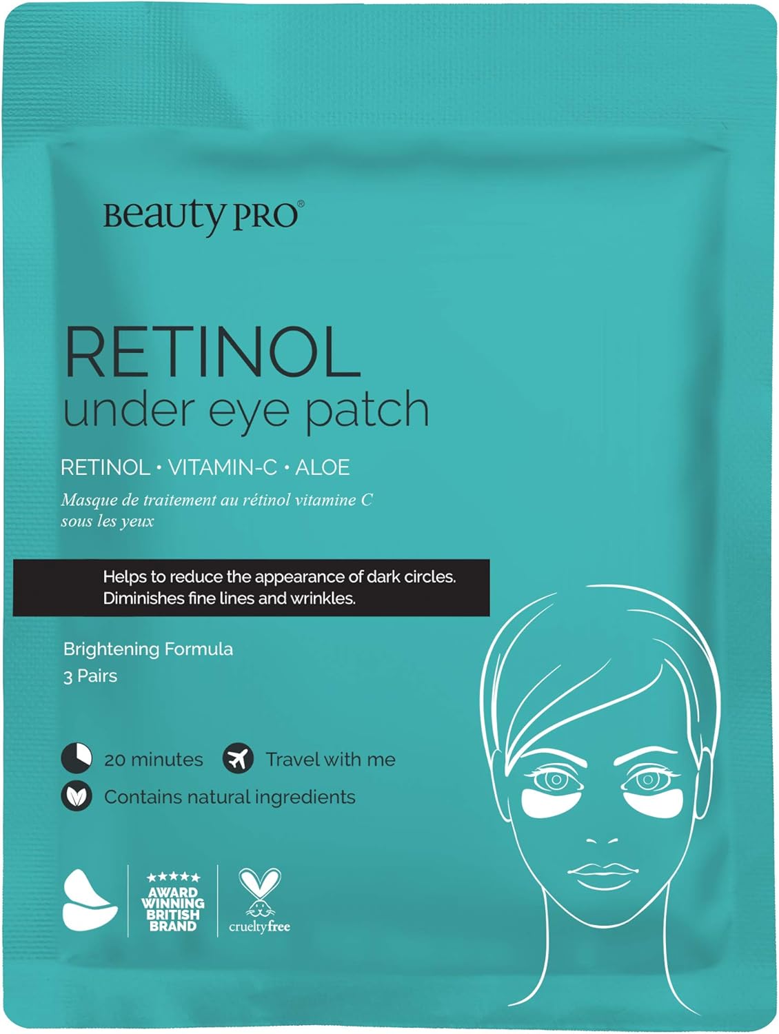 Beautypro Retinol Under Eye Gel Patches With Retinol Cream Natural Under Eye Masks Collagen Treatment For Puffy Eyes Dark Circles & Wrinkles Vegan Multi Award Winning Brand 3 Pairs