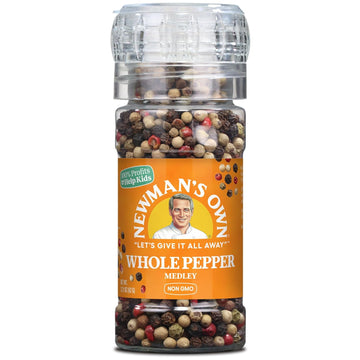 Newman'S Own Whole Pepper Medley, Pink, White, Black Rainbow Peppercorn, Grinder 2.21 Oz. Bottle
