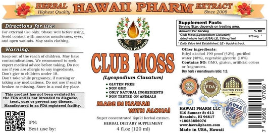 Club Moss Liquid Extract, Club Moss (Lycopodium clavatum) Tincture Supplement 4 oz