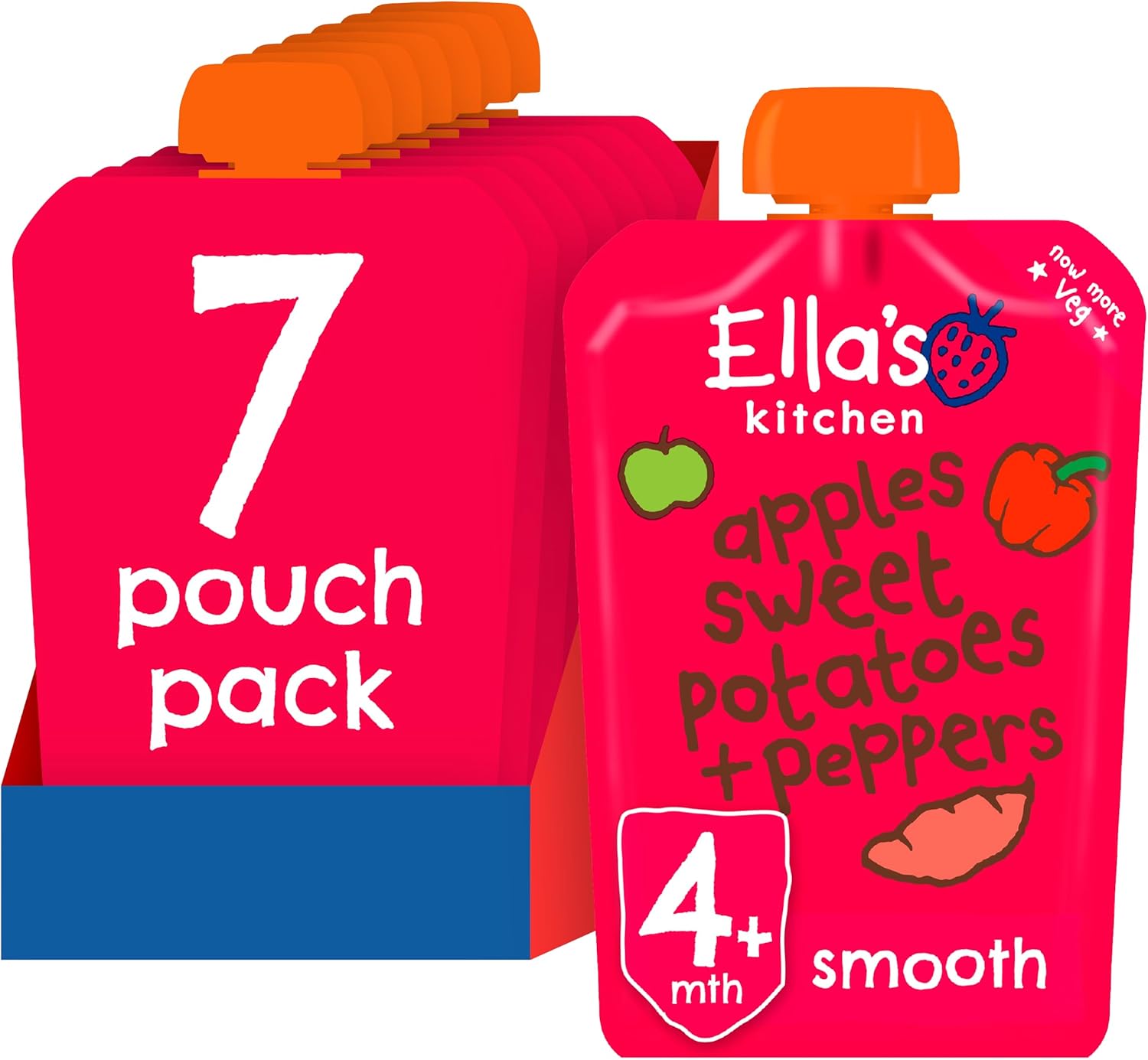 Ella'S Kitchen Red Peppers/ Sweet Potatoes And Apples 120 G (Pack Of 7) (Organic)