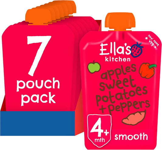 Ella'S Kitchen Red Peppers/ Sweet Potatoes And Apples 120 G (Pack Of 7) (Organic)