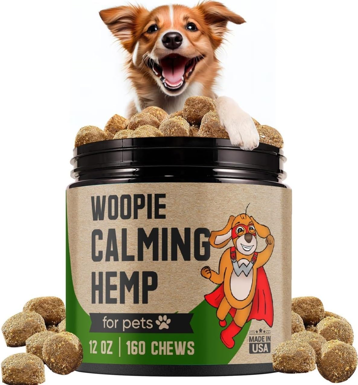 Calming Hemp Treats - for Dogs and Puppy Essentials for restful Sleep aid, Relief Stress for Attacks of Aggression pet - with melatonin, Easy Chews Toys, Made in USA