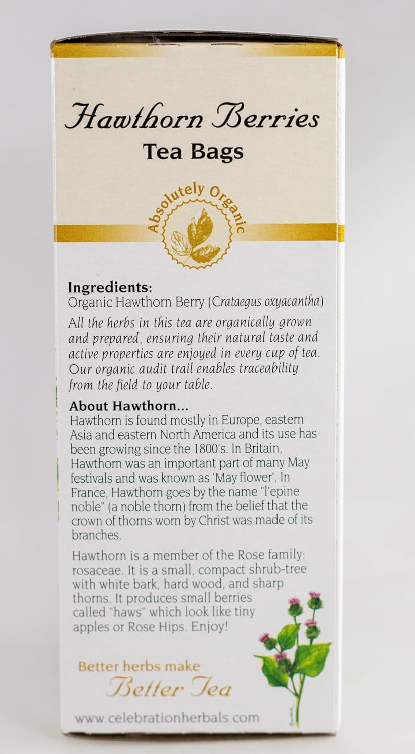 Celebration Herbals Organic Hawthorne Berries Tea Bags 24 Count : Grocery & Gourmet Food