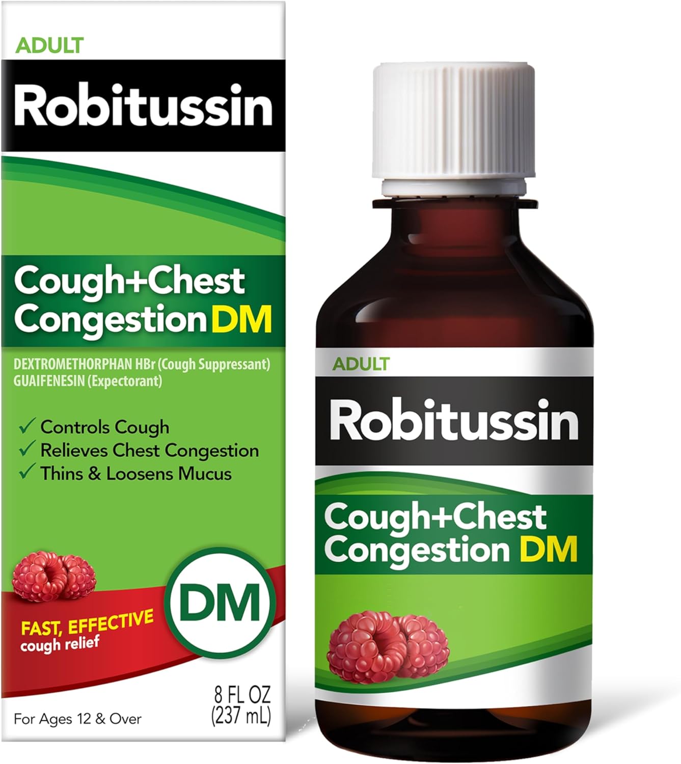 Robitussin Cough And Chest Congestion Dm, Cough Suppressant And Expectorant, Raspberry Flavor - 8 Fl Oz Bottle