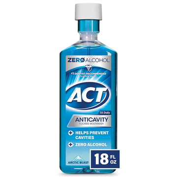 Act Anticavity Zero Alcohol Fluoride Mouthwash 18 Fl. Oz., With Accurate Dosing Cup, Arctic Blast