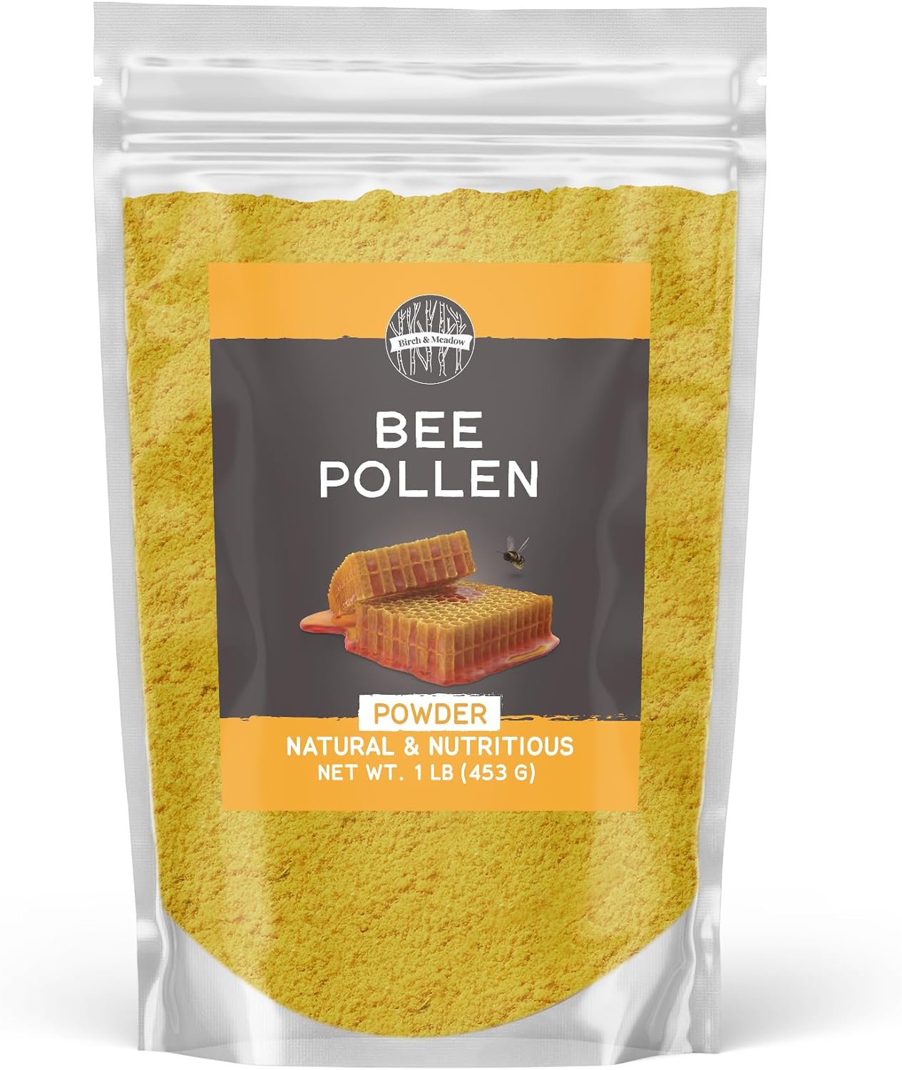 BIRCH & MEADOW Bee Pollen Powder, 1 lb, Natural & Nutritious, Slightly Sweet Taste, Oatmeal & Cereal