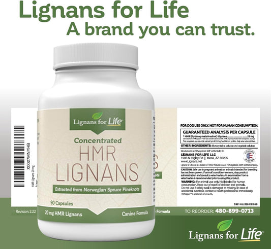 Lignans For Life Hmr Lignans For Dogs 20Mg - 90 Capsules - Vitamin For Healthy Pet | Natural Dog Multivitamin | Dog Wellness Supplement | Dog Nutritional Supplement | Overall Health W/Phytonutrients