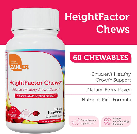 Zahler Heightfactor Chewable Tablets - Natural Kids Height Growth Supplement For Children Age 4+ Doctor Formulated Height Increase Maximizer To Grow Taller - Natural Growth Support Formula, 60 Count