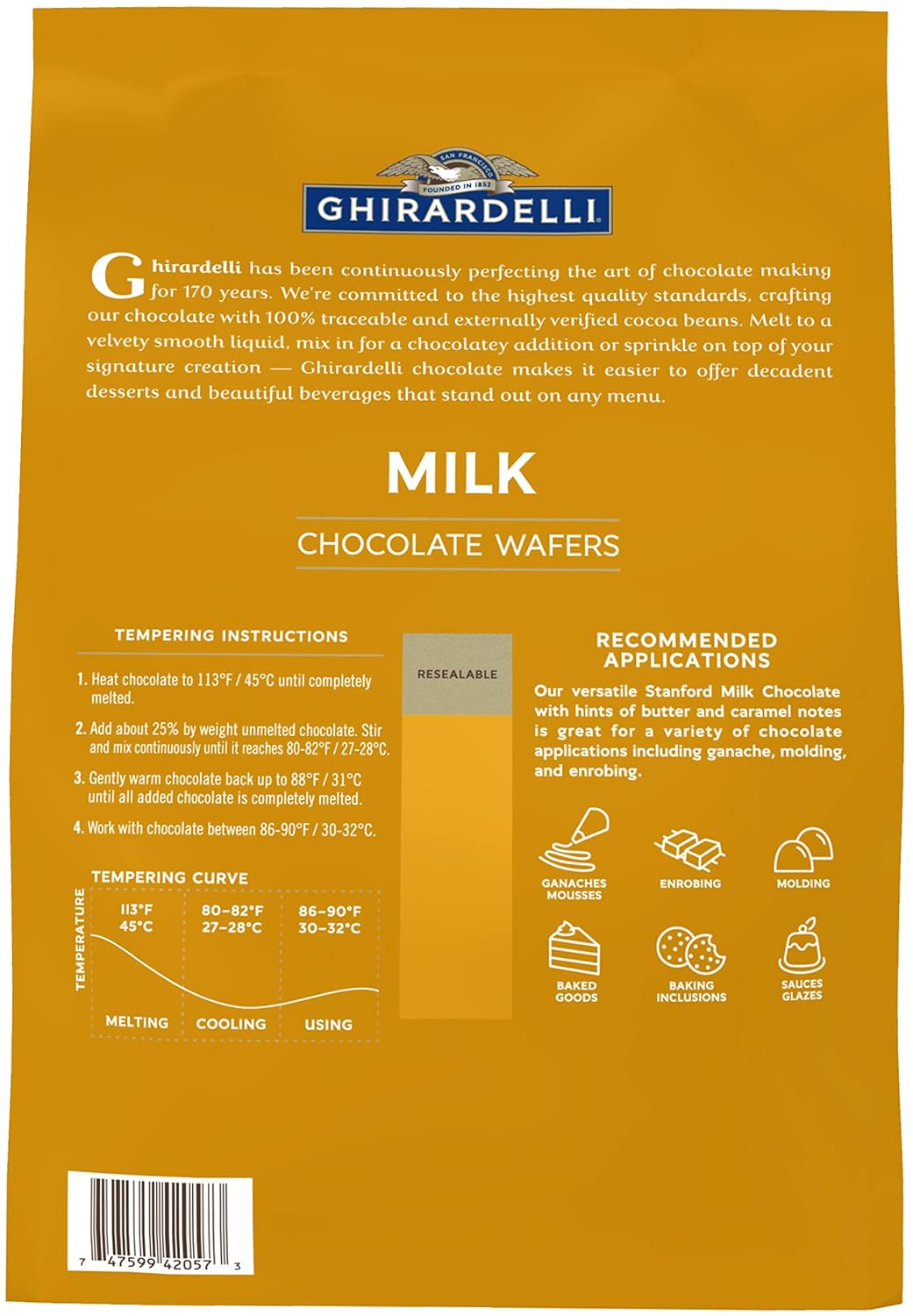 Ghirardelli Milk Chocolate Wafers, 120 count per lb, 5lb Bag with Ghirardelli Stamped Barista Spoon : Grocery & Gourmet Food