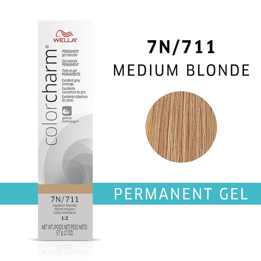 Colorcharm Permanent Gel, Hair Color For Gray Coverage, 7N Medium Blonde