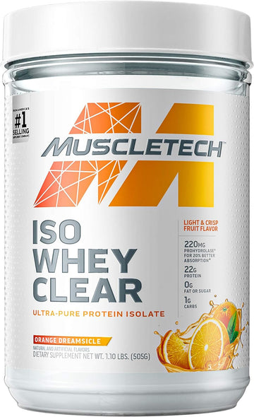 Whey Protein Powder Muscletech Clear Whey Protein Isolate Whey Isolate Protein Powder For Women & Men Clear Protein Drink 22G Of Protein, 90 Calories Orange Dreamsicle, 1.1Lb (19 Servings)