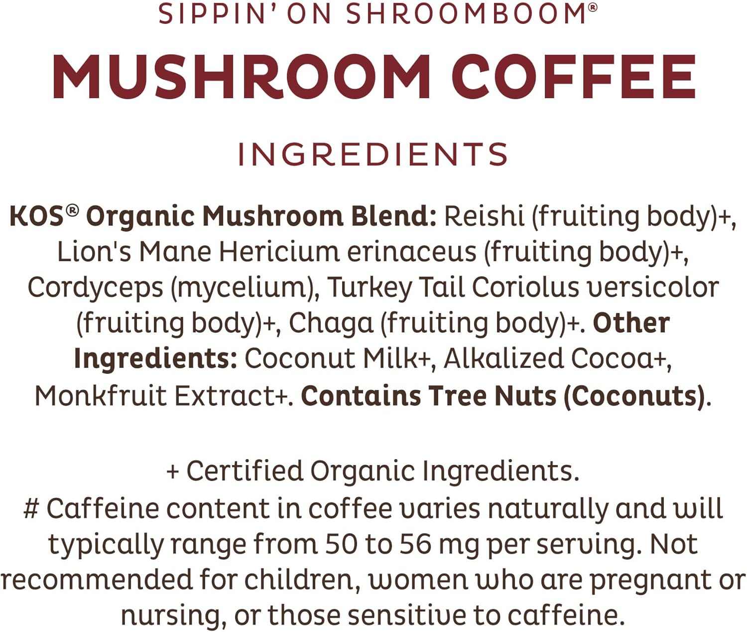 Kos Mushroom Coffee - Usda Certified Organic - Dark Chocolate Mocha Flavor - Mushroom Coffee Latte Powder With Reishi, Cordyceps, Lion'S Mane, Chaga & Turkey Tail Mushrooms