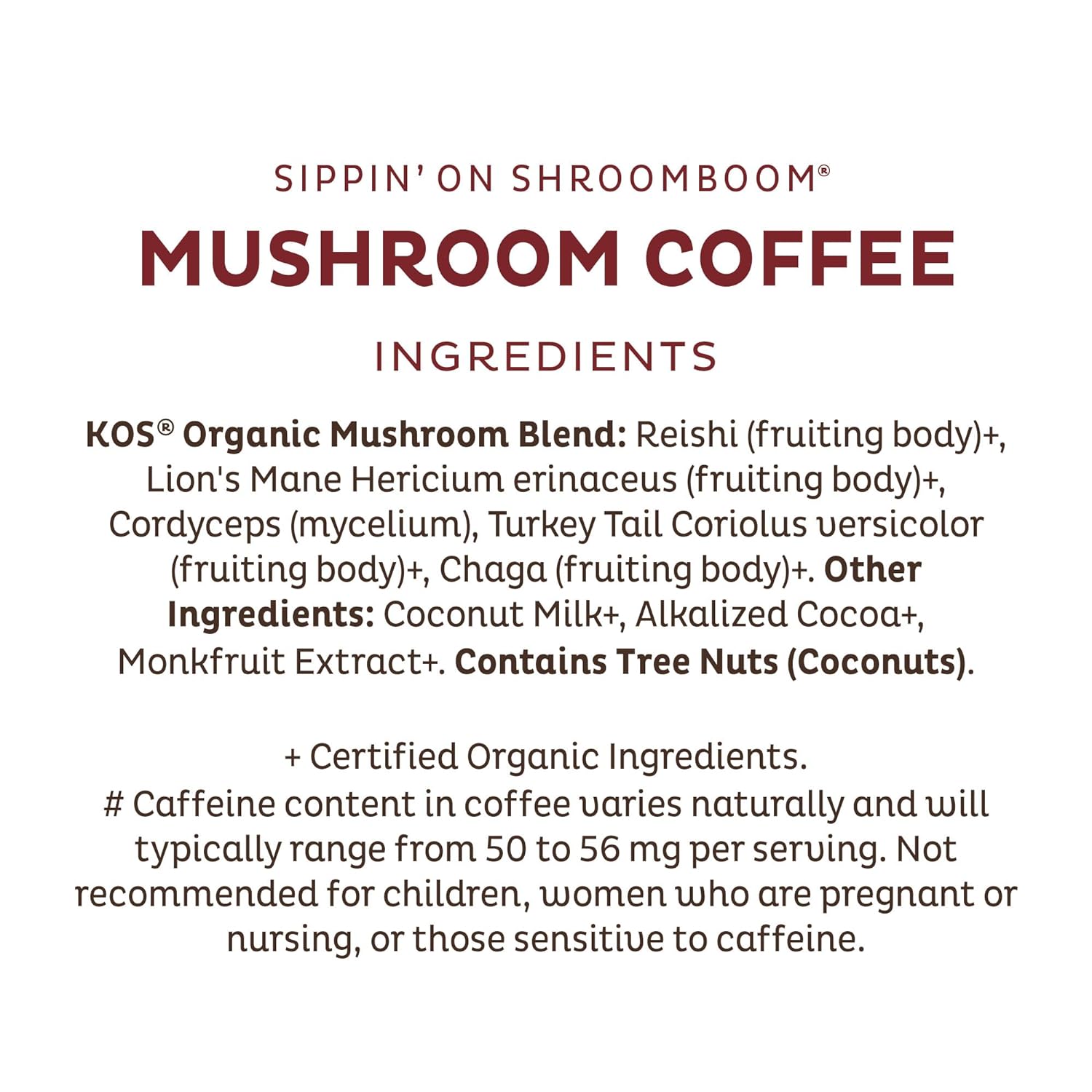 KOS Mushroom Coffee - Dark Chocolate Mocha Flavor - Organic Instant Coffee Mix with Reishi, Cordyceps, Lion's Mane, Chaga & Turkey Tail Mushrooms : Grocery & Gourmet Food