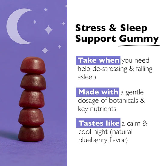 Bach Rescue Plus Sleep & Stress Support Gummies, Nighttime Dietary Supplement With 1Mg Melatonin, Ashwagandha, Chamomile, Lavender & Vitamin B6, Natural Blueberry Flavor, Vegan & Gluten-Free, 60 Count