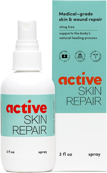 Active Skin Repair First Aid Healing Skin Spray - Natural & Non-Toxic With Hypochlorus Acid For Minor Cuts, Wounds, Scrapes, Rashes, Sunburns, & More, Hsa/Fsa Eligible, 3 Oz