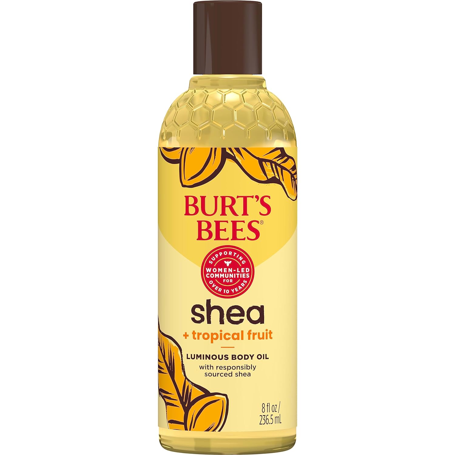 Burt's Bees Shea + Tropical Fruit Luminous Body Oil, Mothers Day Gifts for Mom, Non-Greasy, Antioxidant Rich for Glowing Skin, Non-Irritating, Natural Origin Skin Care, 8 oz