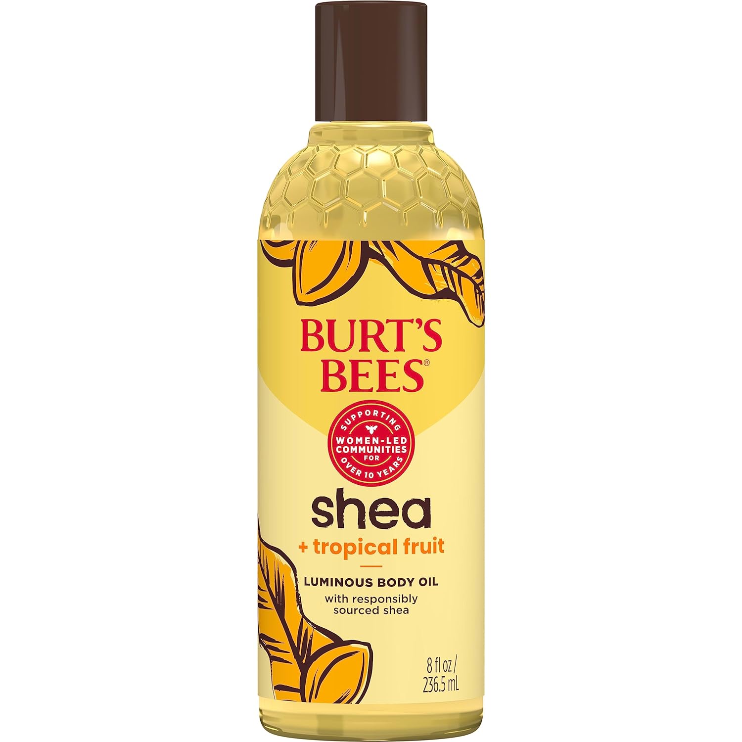 Burt'S Bees Shea + Tropical Fruit Luminous Body Oil, Mothers Day Gifts For Mom, Non-Greasy, Antioxidant Rich For Glowing Skin, Non-Irritating, Natural Origin Skin Care, 8 Oz