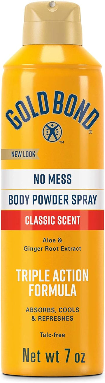 Gold Bond No Mess Talc-Free Body Powder Spray, 7 oz., Classic Scent, With a Triple Action Formula