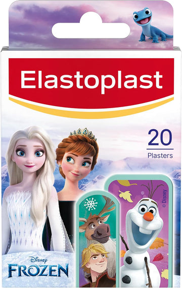 Elastoplast Disney Frozen Plasters, Assorted Sizes (16 Pieces), Coloured, First Aid Wound Care For Children With Frozen Designs, Various Sized, Skin-Friendly
