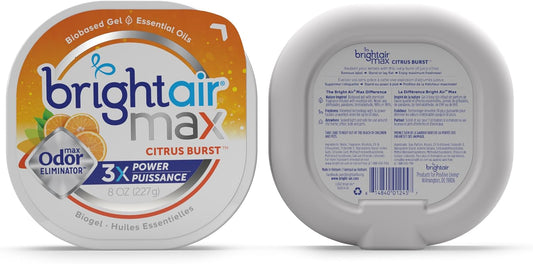 Bright Air Max Odor Eliminator Gel, Biobased Air Freshener, Cruelty Free, Citrus Burst Scent, 8 Oz Each, 6 Pack