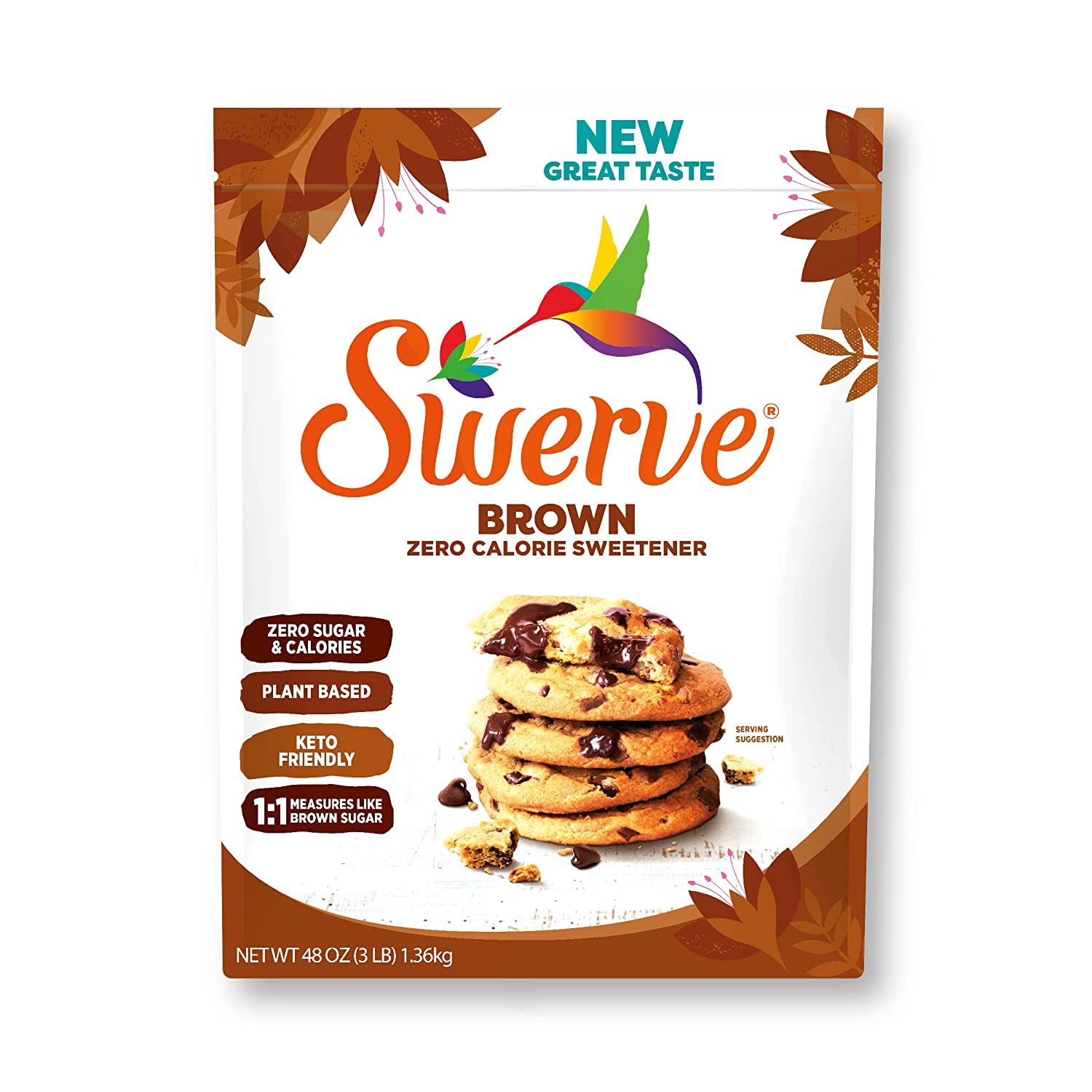 Swerve Ultimate Sugar Replacement Sweetener, Brown Sugar Substitute, Zero Calorie, Keto Friendly, Zero Sugar, Non-Glycemic, Gluten Free, 48 Ounces