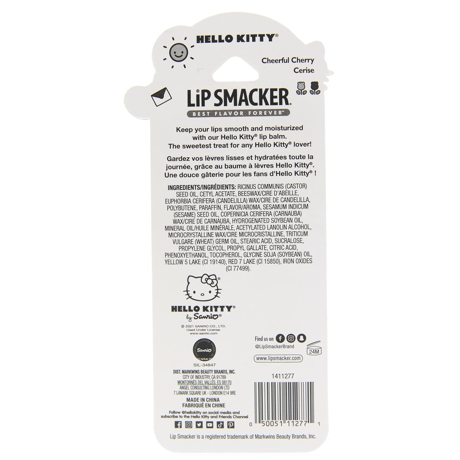 Lip Smacker Lippy Pals Sanrio Hello Kitty, Flavored Moisturizing & Smoothing Soft Shine Lip Balm, Hydrating & Protecting Fun Tasty Flavors, Cruelty-Free & Vegan - Cheerful Cherry : Beauty & Personal Care