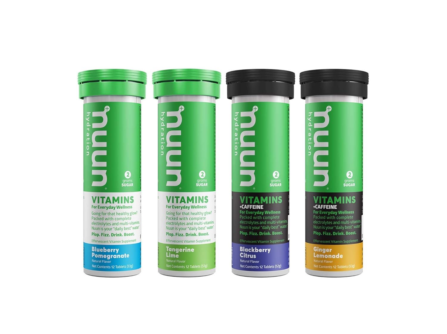 Nuun Vitamins: Vitamins + Electrolyte Drink Tablets, Mixed Flavor Box Of 4 (48 Servings), 2 Caffeinated Flavors, 2 Non-Caffeinated Flavors, Enhanced Wellness & Energy