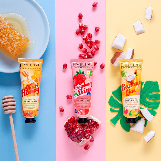 Eveline Hand Balm Cream Strawberry Moisturising Smooth Skin Care - 50Ml