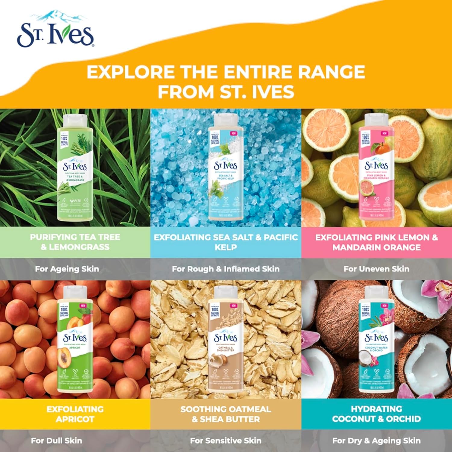 St. Ives Exfoliating Apricot Body Wash/Shower Gel For Women| 100% Natural Extracts | Cruelty Free | Paraben Free |473Ml, White : Beauty & Personal Care