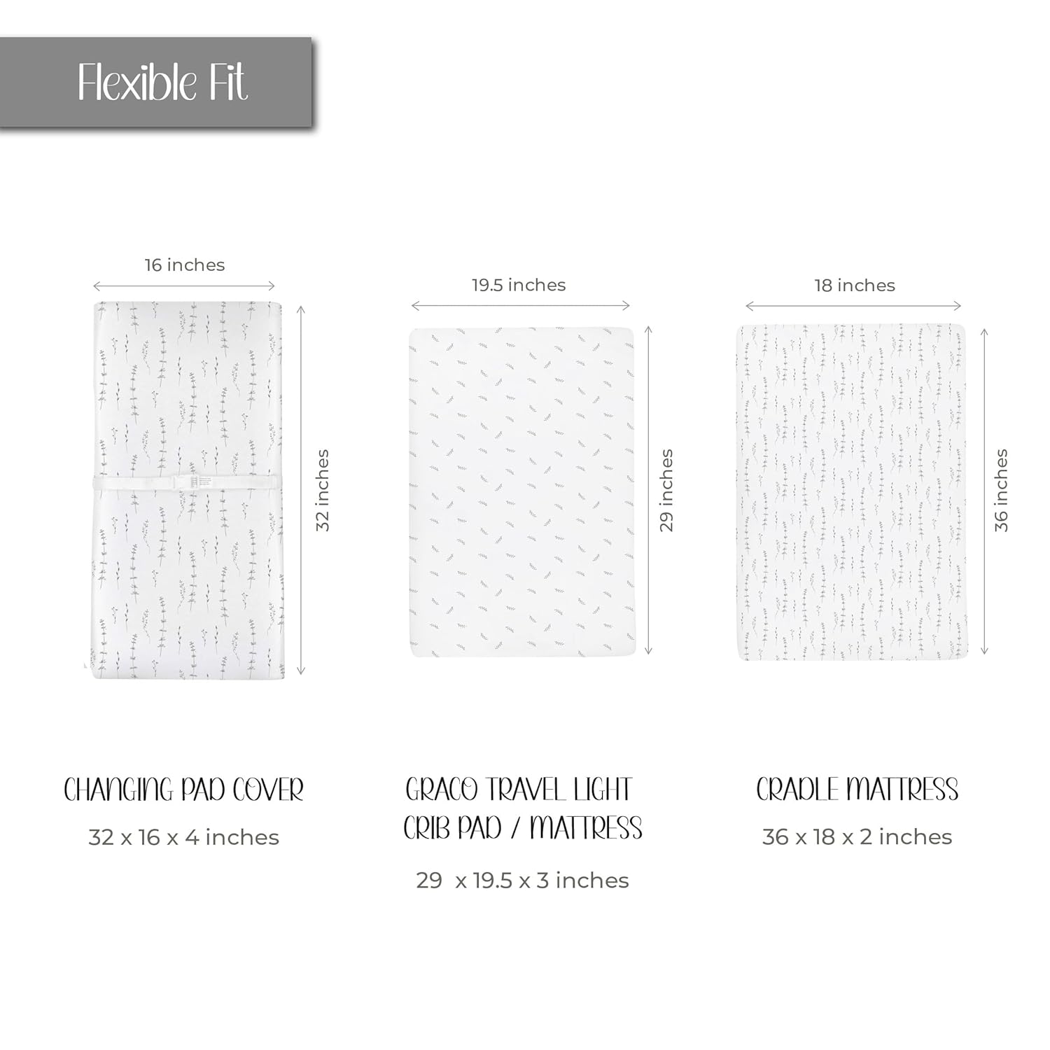 Changing Pad Cover And Crib Sheet Set Bundle (Forest Grey Print)