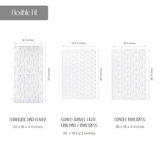 Changing Pad Cover 2 Pack - Baby Changing Pad Cover With 100% Jersey Cotton - Changing Pad Covers For Girls And Boys, Newborn Essentials (Forest Grey Leaf & Floral)
