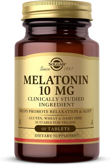 Solgar Melatonin 10Mg, 60 Tablets - High-Dosage - Helps Promote Relaxation & Sleep - Clinically-Studied Melatonin - Supports Natural Sleep Cycle - Vegan, Gluten Free, Dairy Free, Kosher - 60 Servings