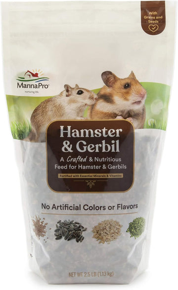 Manna Pro Hamster & Gerbil Feed | Feed With Vitamins & Minerals For Hamsters & Gerbils | No Artificial Colors Or Flavors | 2.5 Lb