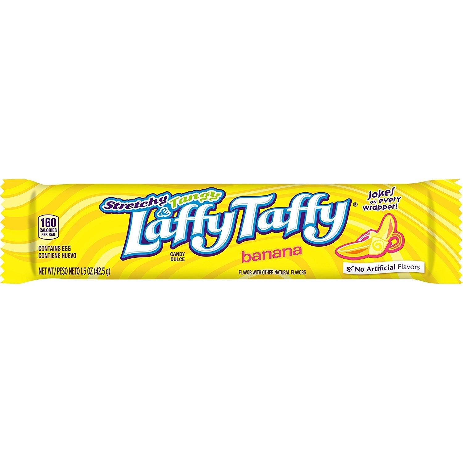 Laffy Taffy Candy, Stretchy & Tangy, Banana Flavor, 1.5 Ounce Bars (Pack Of 24)