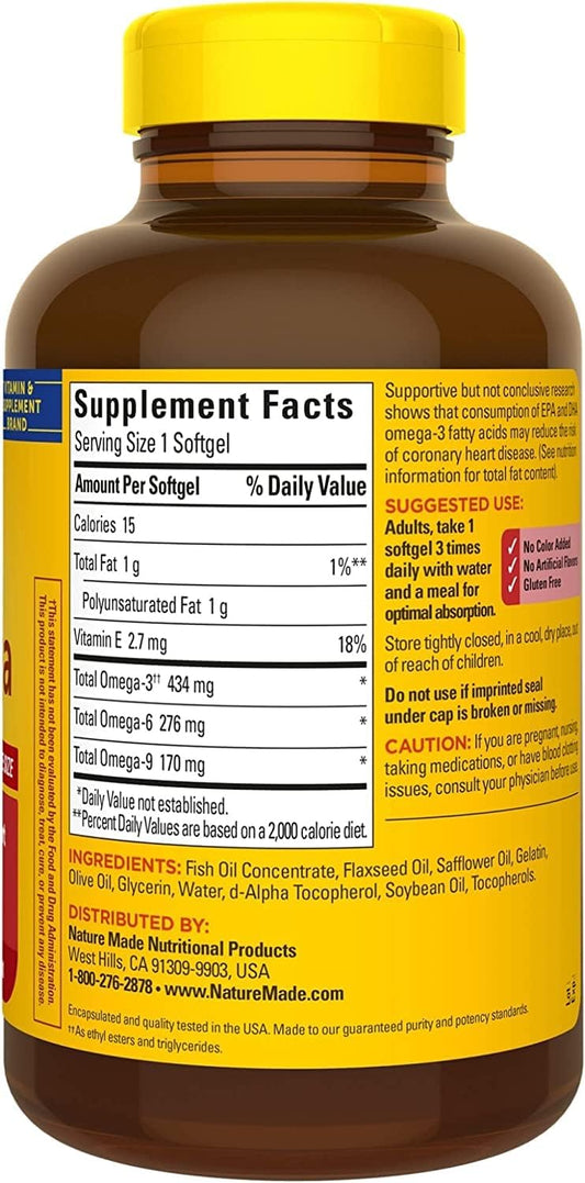 Nature Made Triple Omega 3 6 9, Fish Oil as Ethyl Esters and Plant-Based Oil170 Softgels, 85 Day Supply*Better Guide Vitamins Supplements