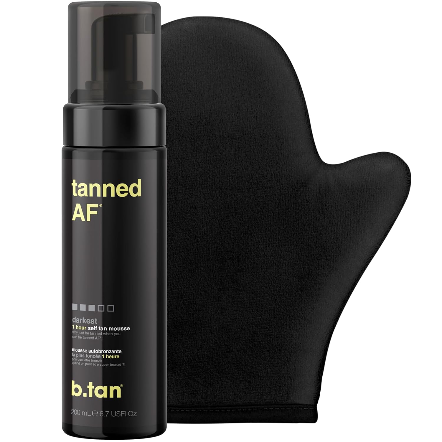 B.Tan Dark & Long Lasting Self Tan Kit | Besties Bundle - Dark Tanning Mousse Duo With Mitt Applicator Glove, 1 Hour Express, Fast Sunless Tanner, Face & Body, No Fake Tan Smell, Vegan & Cruelty Free