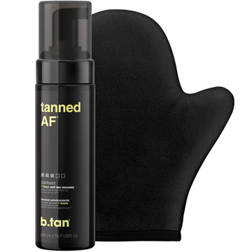 B.Tan Dark & Long Lasting Self Tan Kit | Besties Bundle - Dark Tanning Mousse Duo With Mitt Applicator Glove, 1 Hour Express, Fast Sunless Tanner, Face & Body, No Fake Tan Smell, Vegan & Cruelty Free